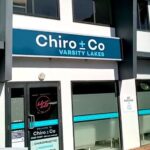 Chiro clinic logo in blue and white