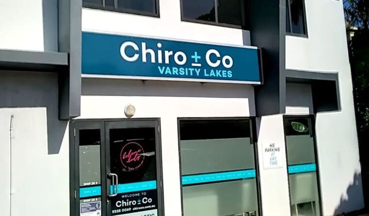 Chiro clinic logo in blue and white